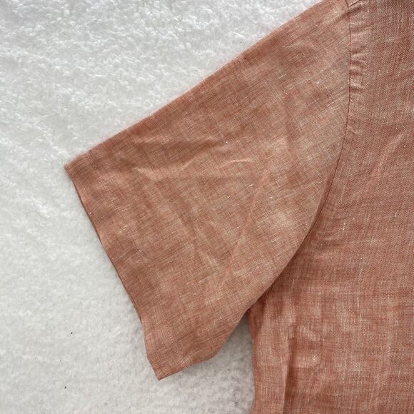 Jos A Bank Linen Shirt Men's Medium Pink Button Up Short Sleeve Summer Comfort - Picture 6 of 16